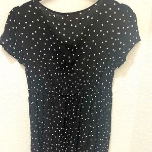 🌸 🖤 Classic Black Polka Dot Midi Dress ✨ Timeless & Flirty – Size L